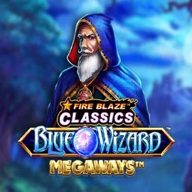 Fire Blaze Blue Wizard Megaways by Rarestone Gaming, showcased at sspinogrino.com – game logo